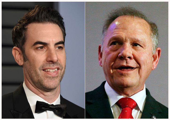 An appeals court has rejected a $95 million defamation lawsuit against comedian Sacha Baron Cohen, left, filed by former Alabama Supreme Court Chief Justice Roy Moore, right.