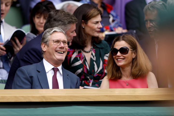 Labour leader Sir Keir Starmer and his wife Victoria, in the Royal Box on centre court at Wimbledon on Thursday