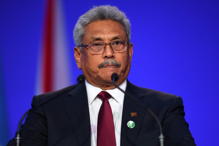 Sri Lanka President Gotabaya Rajapaksa presents his national statement during day two of COP26 at SECC on November 1, 2021 in Glasgow, United Kingdom. 2021 sees the 26th United Nations Climate Change Conference.