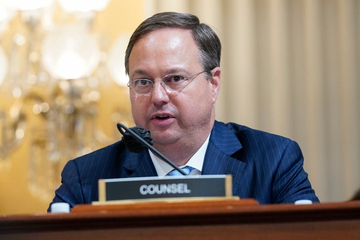 John Wood, committee investigative staff counsel, at the House select committee investigating the Jan. 6, 2021, attack on the Capitol hearing at the Capitol in Washington, June 16, 2022. (AP Photo/Susan Walsh, File)