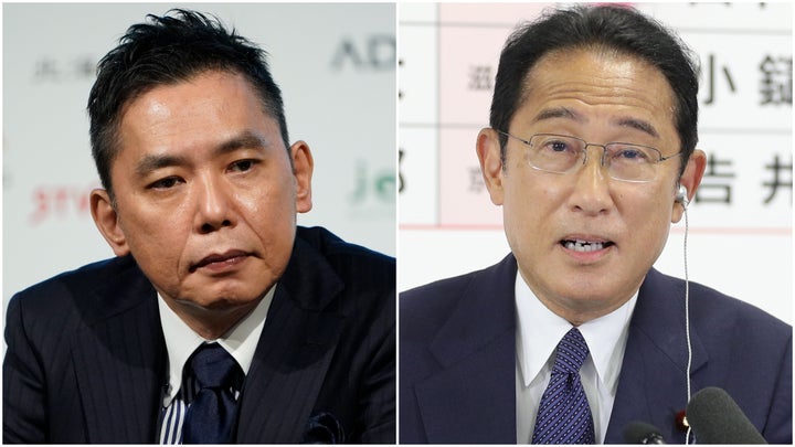 爆笑問題の太田光さん（左）と岸田文雄・首相（右）