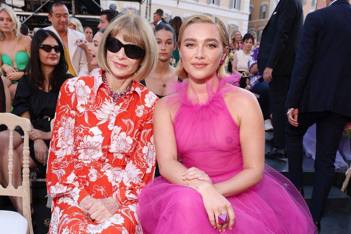 Anna Wintour and Pugh pictured together at the Valentino fashion show.