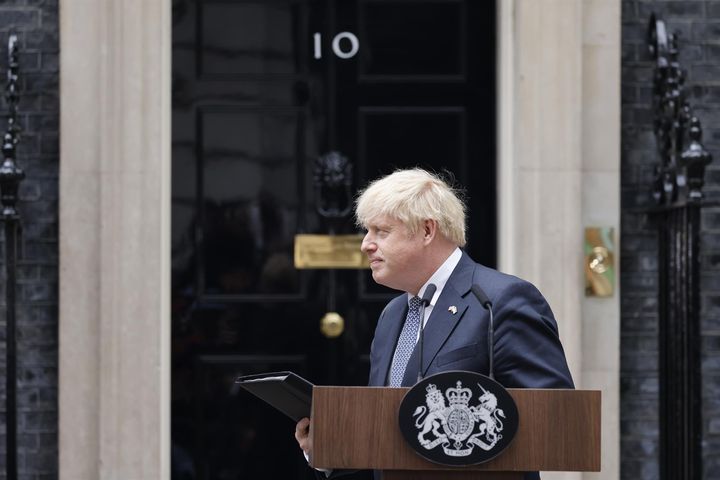 Boris Johnson tras anunciar su dimisión el pasado jueves.