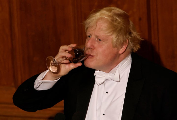 Boris Johnson, en un banquete en el Ayuntamiento de Londres, en 2021.