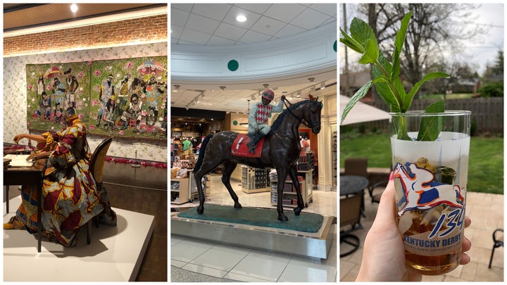 From left to right: 21c Museum Hotel, Louisville Muhammad Ali International Airport, and a backyard mint julep.