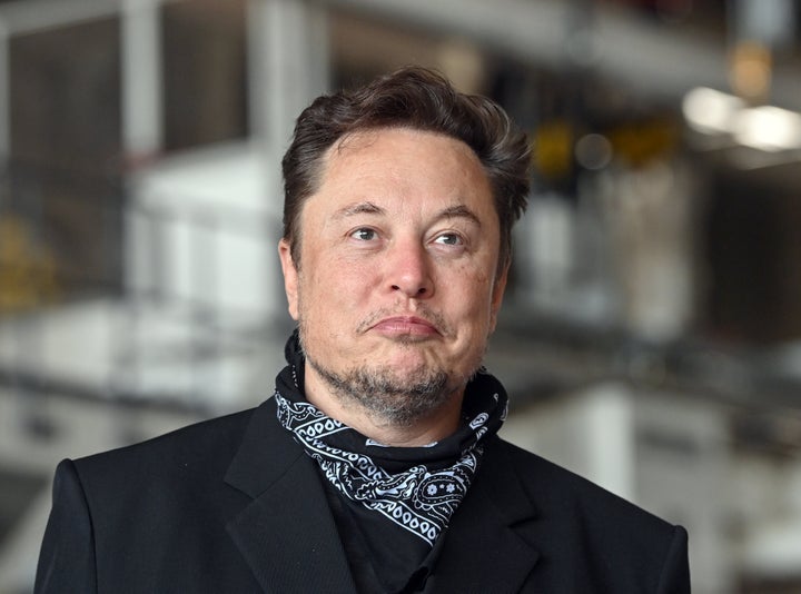 Elon Musk, Tesla CEO, stands in the foundry of the Tesla Gigafactory during a press event.