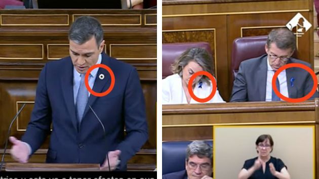 Pedro Sánchez, Cuca Gamarra y Alberto Núñez Feijóo.