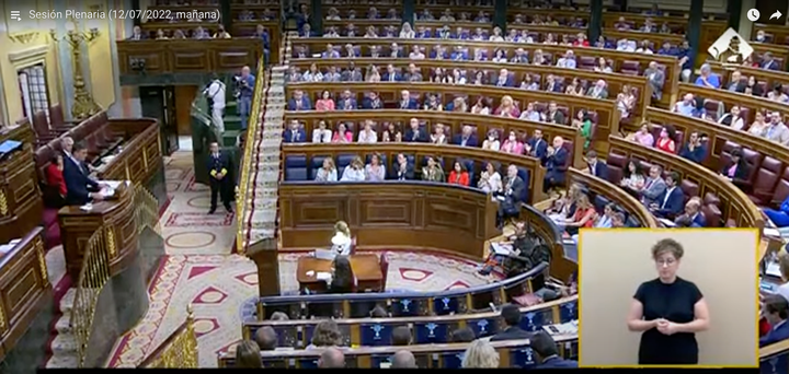Vista del hemiciclo durante el discurso de Pedro Sánchez.