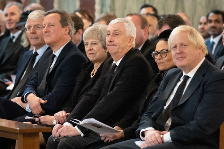 Former Tory prime ministers John Major, David Cameron, Theresa May and Boris Johnson.