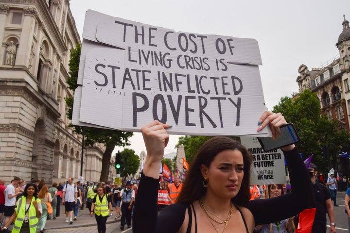 A protester during a demonstration in Whitehall last month. 