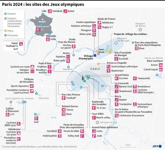 Lille, Chateauroux, porte de Versailles... voici la carte des sites des JO de Paris 2024