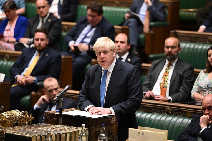 El primer ministro Boris Johnson en la Cámara de los Comunes.