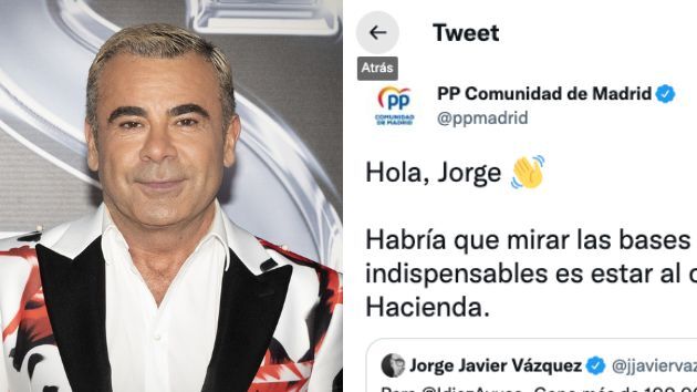 Jorge Javier Vázquez junto a la respuesta del PP de Madrid.