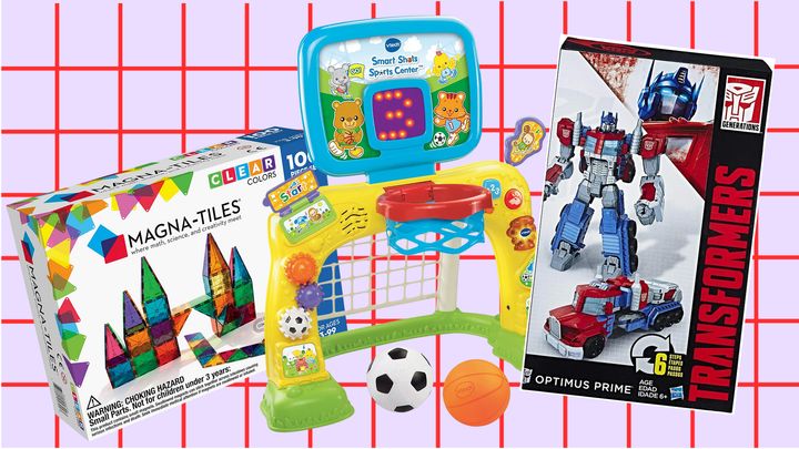 Magna-tiles, a sports center and a Transformer toy, all on sale for Amazon Prime Day.