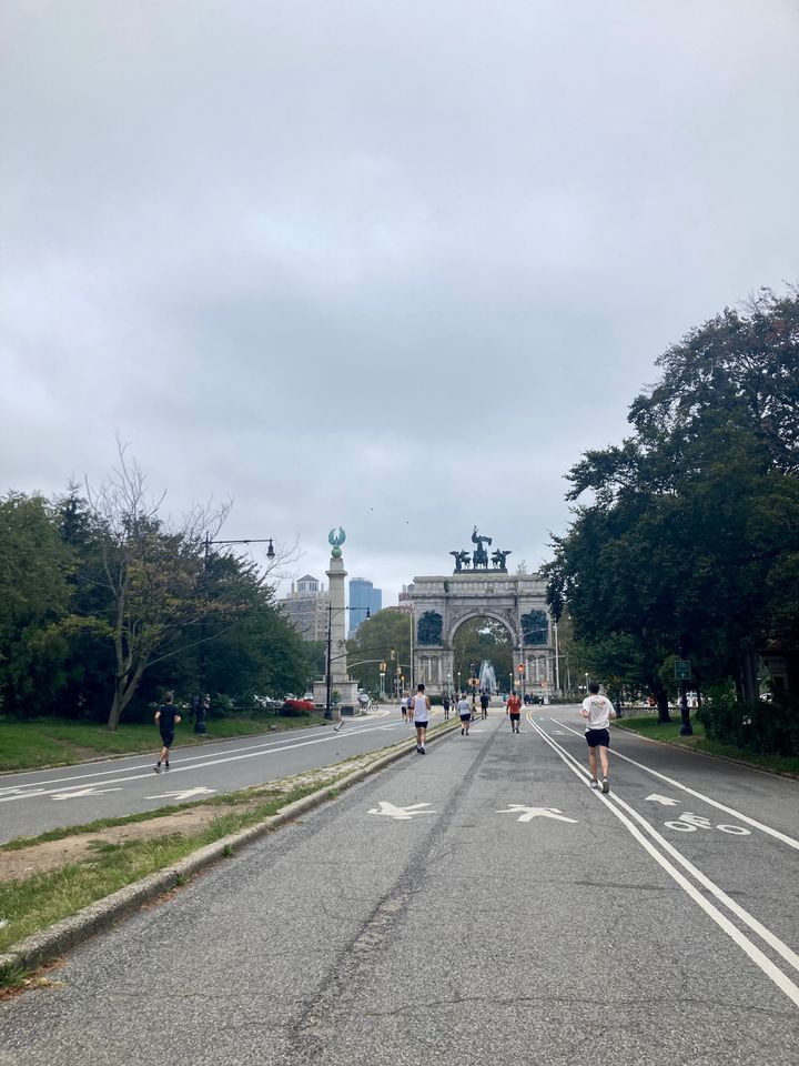 The Prospect Park Loop, by Brooklyn's Grand Army Plaza: a popular running, walking and biking destination for New Yorkers and a favorite running spot for the author before she became sick.