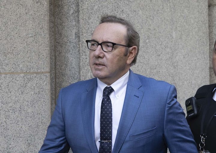 Kevin Spacey pictured arriving in court on Thursday morning