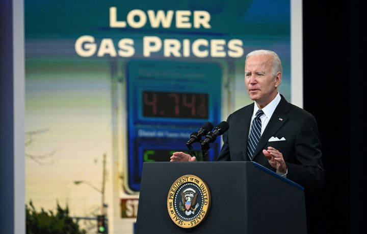 President Joe Biden delivers remarks on efforts to lower high gas prices during a June speech inWashington, D.C. (Photo by Jim WATSON / AFP)