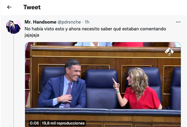 El tuit de @pdrsnche al que ha respondido Yolanda Díaz.