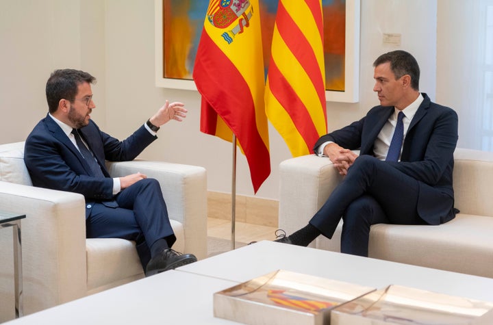 Pere Aragonès y Pedro Sánchez, en La Moncloa.