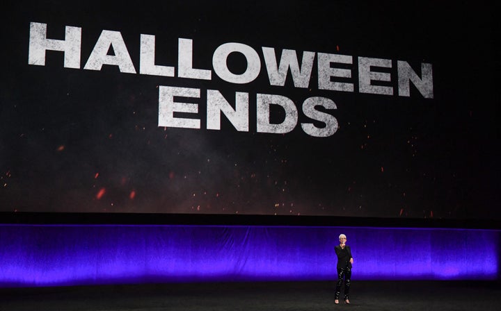 Curtis regales CinemaCon 2022 attendees after a special presentation in April for "Halloween Ends."