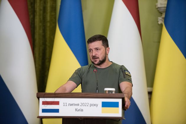 Volodymyr Zelensky, ici lors d'une conférence de presse à Kiev en Ukraine, le 11 juillet 2022.