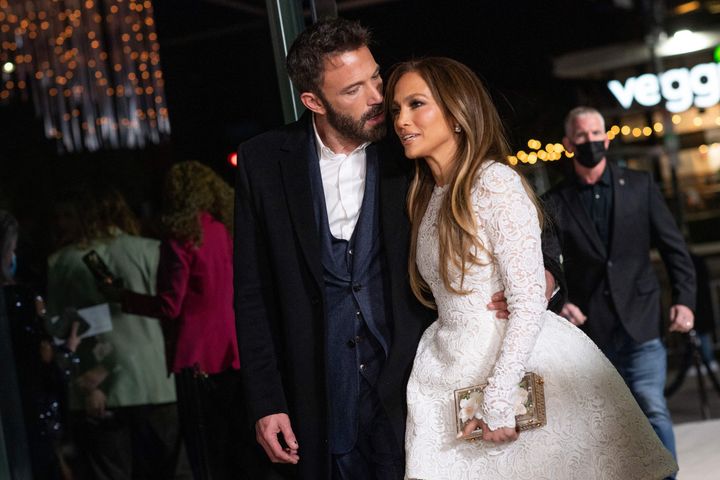 Jennifer Lopez and Ben Affleck at the premiere of her film Marry Me earlier this year