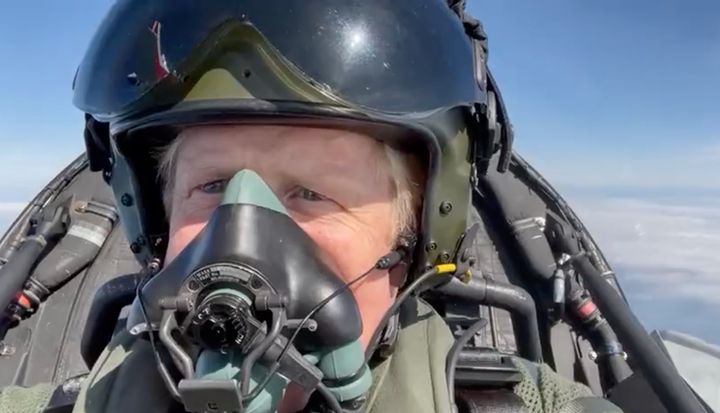 Boris Johnson in a fighter jet