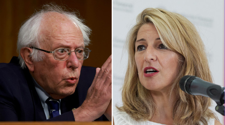 Bernie Sanders y Yolanda Díaz, en un combo fotográfico.