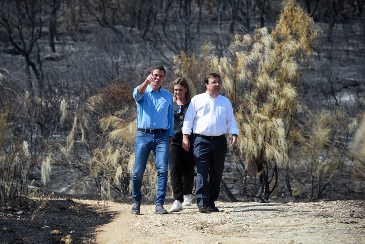Pedro Sánchez visita una de las zonas afectadas en Extremadura
