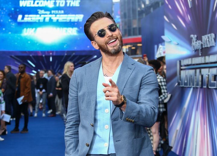 Chris Evans poses for photographers at the premiere of the film "Lightyear" in London, June 13.