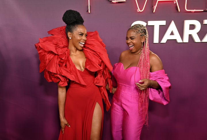 Brandee Evans (left) and Katori Hall attend Starz's "P-Valley" Season 2 premiere on June 2 in Los Angeles.