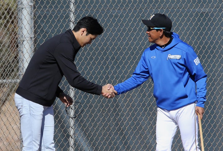 大谷翔平選手と北海道日本ハムの監督だった栗山英樹さん（2018年撮影）