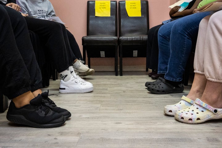 Jackson patients gather in the counseling area at The Pink House one of the last remaining abortion providers in the South, at the Jackson Womens Health Organization also known as the The Pink House in Jackson, MS on June 7, 2022.