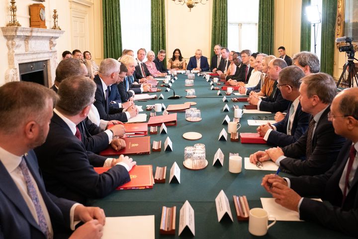 Boris Johnson (centre left) during a Cabinet meeting at 10 Downing Street, London. Picture date: Tuesday July 19, 2022.