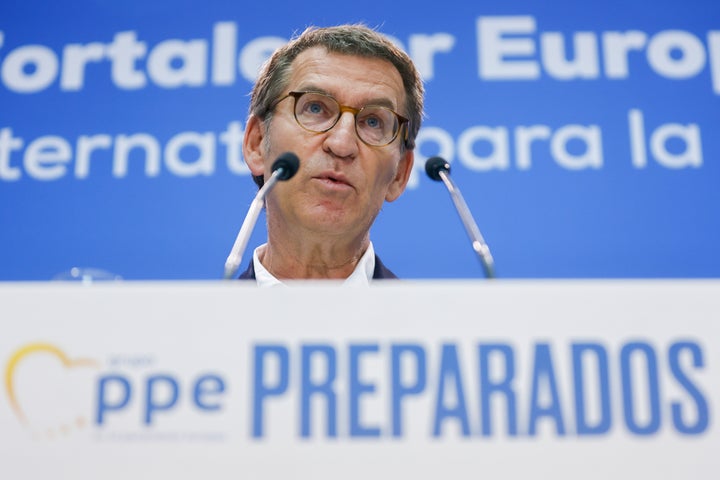 El presidente del Partido Popular, Alberto Núñez Feijóo, el pasado día 13, en unas jornadas en San Lorenzo de El Escorial.