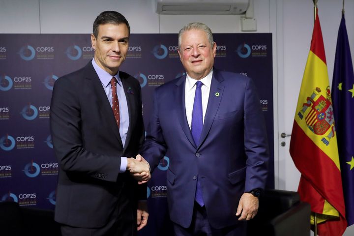Pedro Sánchez con Al Gore en 2019.