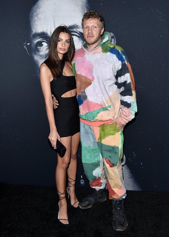 Ratajkowski and Bear-McClard attend the premiere of A24's "Uncut Gems" in 2019.