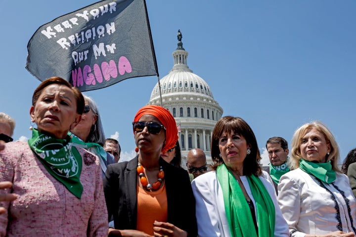 House Democrats participate in an abortion rights protest in front of the U.S. Supreme Court on Tuesday.