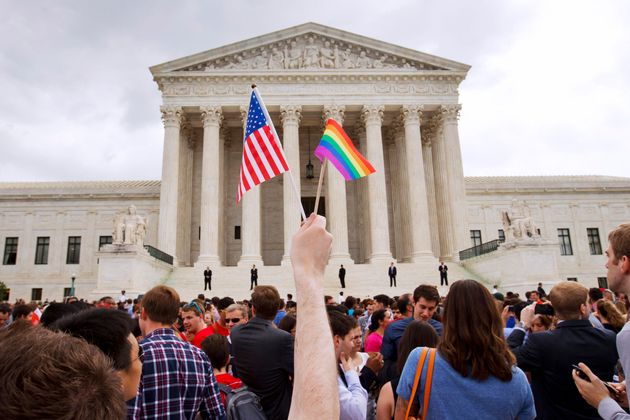 Un rassemblement devant la Cour suprême, le 26 juin 2015, après la légalisation du mariage pour tous.
