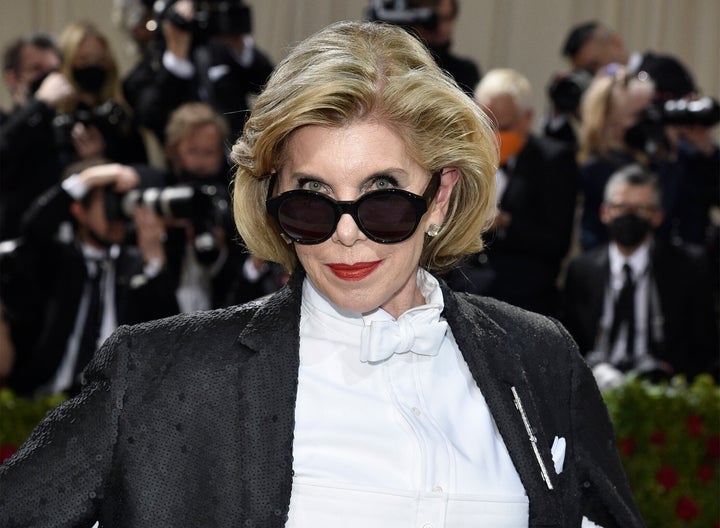 Christine Baranski walks the red carpet ahead of the 2022 Met Museum Costume Institute Benefit Gala. 