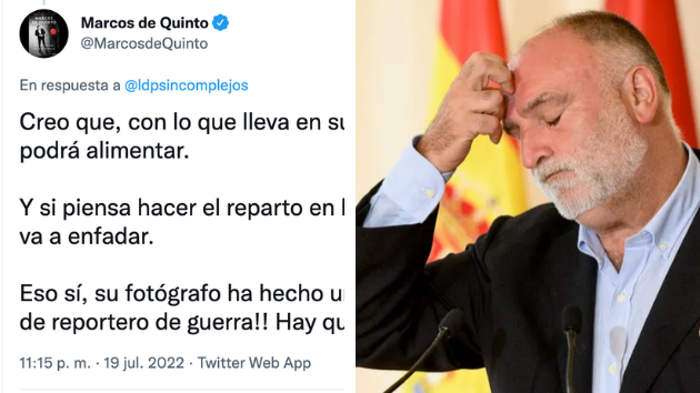 Tuit de Marcos de Quinto y foto de José Andrés.