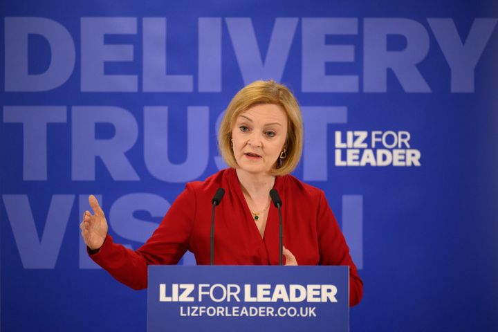 Conservative leadership candidate Liz Truss speaks to supporters and journalists as she launches her campaign to become the next prime minister.
