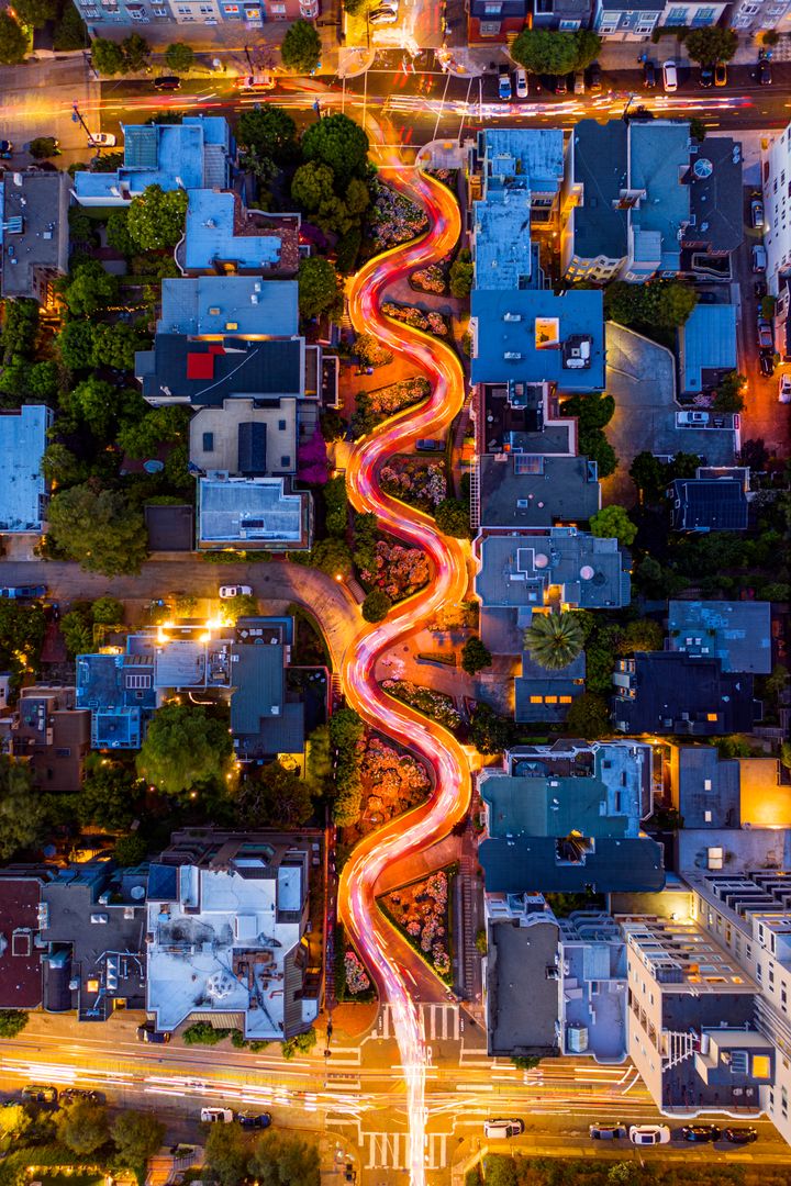 Αεροφωτογραφία της οδού Lombard, στο Σαν Φρανσίσκο