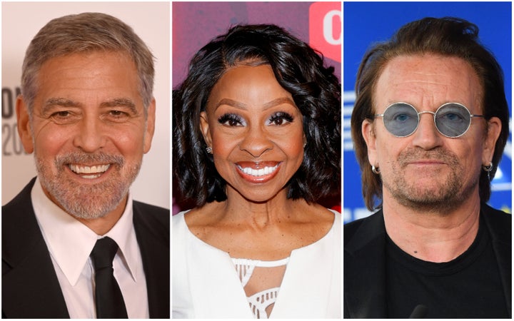 From left: George Clooney, Gladys Knight, U2's Bono.
