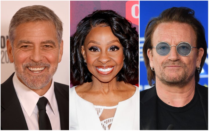 From left: George Clooney, Gladys Knight, U2's Bono. 