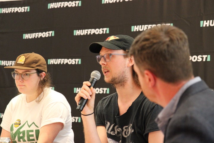 Apple Store worker Billy Jarboe speaks at the panel.