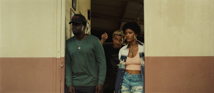 Daniel Kaluuya (left) is OJ Haywood, Brandon Perea plays Angel Torres and Keke Palmer is Emerald Haywood in Jordan Peele's new film, "Nope."