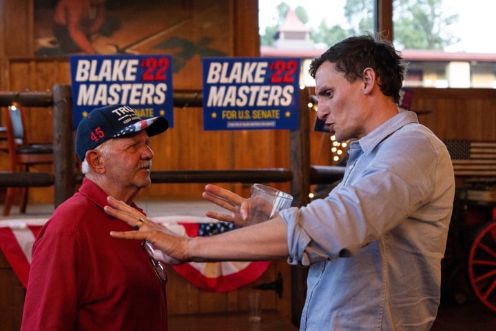 Republican strategists are worried that Arizona Senate candidate Blake Masters, who has a history of embracing extreme views, will lose against Democrat Mark Kelly.