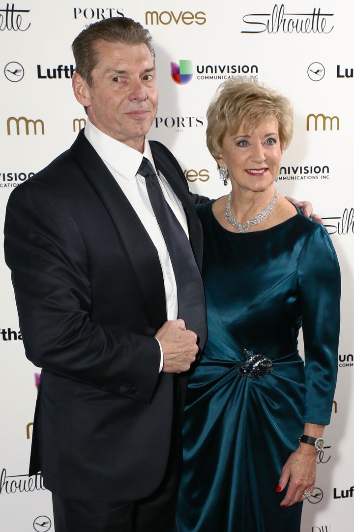 Linda McMahon and Vince McMahon attend the PowerWomen 2013 awards on November 14, 2013, in New York City.