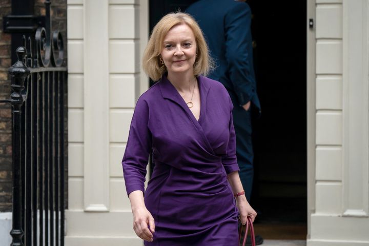 Liz Truss leaving her campaign office in Westminster, London.